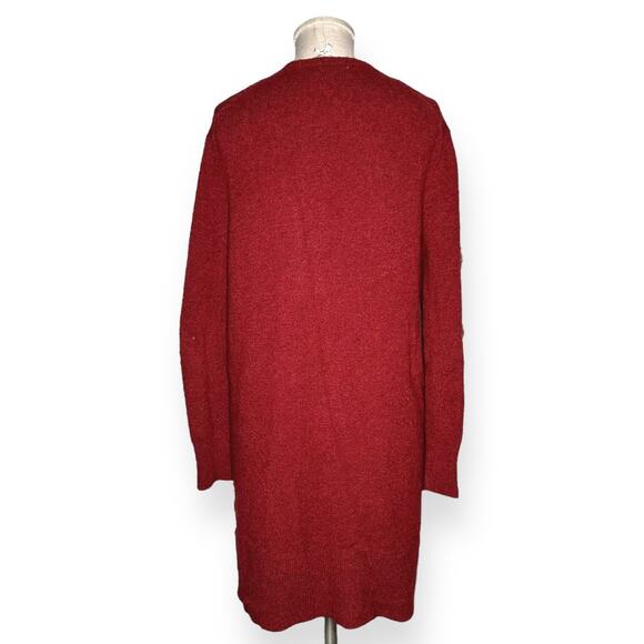 MADEWELL Merino Wool Alpaca Kent Cardigan Sweater Duster Cozy Lagenlook Red - Picture 5 of 13